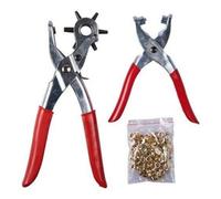 Marksman 100Pc Leather Hole Punch & Eyelet Plier Set With Revolving Head Grip Handle