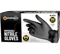 Marksman 100Pc Medium Disposable Nitrile Gloves Black Powder Free Food Hygiene Cleaning