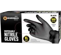 Marksman 100Pc X-Large Disposable Nitrile Gloves Black Powder