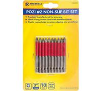Marksman 10Pc Pozi Pz2 75mm Power Drill Screwdriver Bit Set Long Reach Non Slip Steel