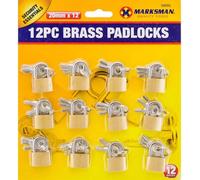 Marksman 12Pc Heavy Duty Brass Padlocks With 3 Keys Each Security