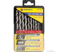 Marksman 13Pc Hss Drill Bits Set High Speed Titanium Coated Steel Round 2-8mm
