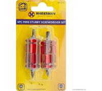 Marksman 2 X 4Pc Mini Stubby Screwdriver Kit Flat Slotted Head Pozi Diy Drive Hand Tool