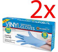 Marksman 200Pc Small Disposable Vinyl Gloves Blue Powdered Food Latex Free