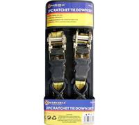 Marksman 2Pc Heavy Duty Ratchet Tie Down Set With Rubber Handle Secure 25mm X 4.5M