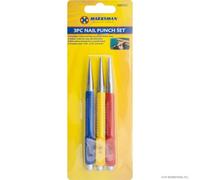 Marksman 3Pc Nail Punch Set Carbon Steel Pin Wood Workshop Craft Hand Tool Diy