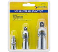 Marksman 3Pc Universal Joint Set 1/4 3/8 1/2 Inches Drive Swivel Head Ratchet Extension Bar