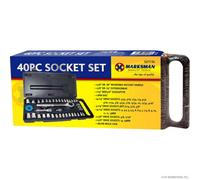 Marksman 40Pc Socket Set Box With Handle Torx Star Bit Ratchet Spark Plug Extension Bar