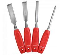 Marksman 4PC Bevel Edge Wood Chisel Set, Non-Slip Rubber Handles, 6mm, 13mm, 19mm, 25mm, 1/4", 1/2", 3/4", 1" High Carbon Steel Blades, Carpenter Carving Tool