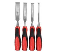 Marksman 4PC Wood Working Chisel Set, Straight Edge Steel Blades, Plastic Handles, 250mm x 4mm, 250mm x 10mm, 250mm x 15mm, 250mm x 21mm, Woodworking Chisel Set