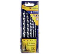 Marksman 5Pc Masonry Drill Bit Set Concrete Stone Power Kit Sds Sizes 4mm 5mm 6mm 8mm 10mm In Case