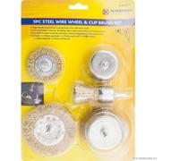 Marksman 5Pc Steel Wire Wheel & Cup Brush Set Polishing Cleaning For Rust Removal