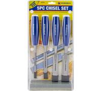 Marksman 5Pcs Carpenters Wood Chisel Kit Tools Handle Diy Workshop With Sharpening Stone