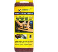 Marksman 6Pc Belt Sander Sheets Sand Paper 3 Grid Assorted Grit Metal 75mm X 55mm