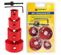 Marksman 6Pc Circular Carbon Steel Holesaw Set Wood Plasterboard Tooth In Case Cutter
