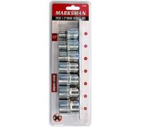 Marksman 7Pc Socket Set Chrome Vanadium Rail Garage Tool 10-22 Workshop Kit 1/2 Inch