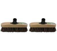 Marksman 9" Stiff Deck Scrub Broom Head With Bracket Yard Brush Garden Sweeping Broom (Pack of 2)
