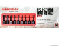 Marksman 9Pc 1/2 Inch Drive Impact Bits Socket Set Chrome Extension Vanadium Bar Garage Tools