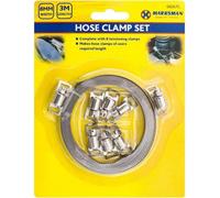 Marksman 9Pc Hose Clamp Set Clip Tensioning Clamps Tool Pipes Stainless Steel 3M 8mm