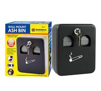 MARKSMAN Ash Bin | Steel Ashtray | Black | Compact Small | Outdoor | Pub | Club | Home | Office | Flat | Cigarette | Cigar | Wall Mounted | Lockable | (W16cm x D9cm x H20cm) With Keys UK FREE P&P