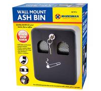 Marksman Ash Bin Wall Mounted Ashtray Outdoor Pub Garden Office Smoking Box Tray Cigarette Waste Bin