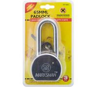 Marksman Heavy Duty Long Beam Round Padlock 65mm With 3 Keys Security Lock Protection Pad