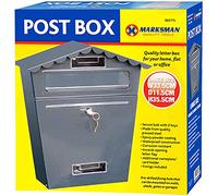 MARKSMAN LARGE POST BOX Mail Classic Letter Holder Steel Lockable Weatherproof Heavy Duty Outdoor Wall Mounted For Home, Flat Or Office + 2 Keys RED, GREY, BLACK UK FREE P&P (Grey)