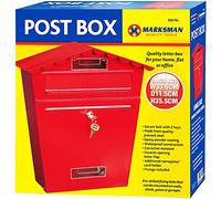 MARKSMAN LARGE POST BOX Mail Classic Letter Holder Steel Lockable Weatherproof Heavy Duty Outdoor Wall Mounted For Home, Flat Or Office + 2 Keys RED, GREY, BLACK UK FREE P&P (Red)