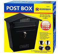 MARKSMAN LARGE POST BOX Mail Classic Letter Holder Steel Lockable Weatherproof Heavy Duty Outdoor Wall Mounted For Home, Flat Or Office + 2 Keys RED, GREY, BLACK UK FREE P&P (Black)