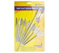 Marksman New 10Pc Flat Wood Spade Hole Cut Saw Drill Bit Set 6-32mm Extension Bar Hex Key