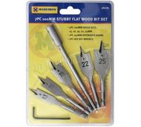 Marksman New 7Pc 100mm Stubby Flat Wood Bit Set Drill Extension Short New Hex Key Wrench