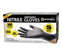 Marksman Pack Of 100 Black Heavy Duty Nitrile Disposable Safety Gloves Multi Purpose