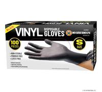 Marksman Pack Of 100 Small Black Powder Free Vinyl Disposable Gloves Multi Purpose Cleaning Protect