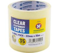Marksman Pack Of 12 Rolls Clear Packing Tape Stationary 22mm X 35M Parcel