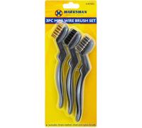Marksman Pack Of 2 3Pc Mini Wire Brush Set Brass Bristle Cleaning Tool Metal Rust Remover