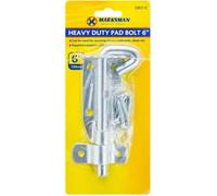 Marksman Pack Of 2 Heavy Duty Pad Bolt 6 Inch Lock Garden Shed Gate Door With Screws Steel Security