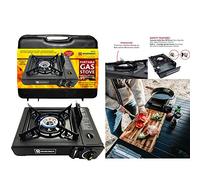 MARKSMAN Portable GAS COOKER Butane Camping Stove FREE Carry Case BBQ Outdoor Indoor Kitchen Hiking Single Burner Caravan House Party Boating Fishing Cookware Garden Patio Picnic Cooking Refills UK