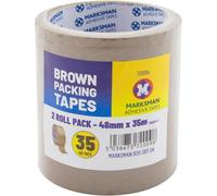 Marksman Set Of 10 Rolls Brown Packing Tape Stationary Parcel Sellotape Office 48mm X 35M