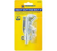 Marksman Set Of 2 Heavy Duty Pad Bolt Lock Garden Shed Gate Door With Screws Steel Security 4 Inch