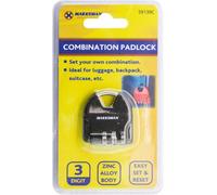 Marksman Set Of 3 Security 3 Digit Combination Padlock Shackle Weatherproof Luggage Suitcase