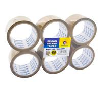 Marksman Set Of 6 Rolls Brown Packing Tape Stationary Parcel Sellotape Office New Strong Secure 48mm X 50M