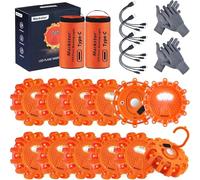 LED Road Flares 12-Pack Roadside Emergency Car Kit, Road Safety Flare Light USB Rechargeable (lithium battery) Safety Beacon Warning Light | 9 Flash Modes,With Magnet & Hook