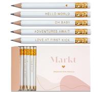 Markt Mini Pencils For Baby Shower Games For Girl Or Boy, Heart Pencils, Small Pencil Set (White)
