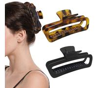 Markuii 5 Inch Hair Claw Clips Matte No Slip Extra Large Black & Tortoise Square Unbreakable Neutral Hair Clips for Women Long Thick Hair, 2 Pack