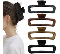 Markuii 5 Inch Large Unbreakable Hair Claw Clips, No Slip Matte & Glossy Retro Square Clip for Women Thick Long Curly Hair, 4 Pack