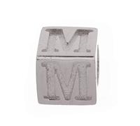 Markylis - Italian 925 Sterling Silver Cube Alphabet Initial Jewellery Charm Pendant A-Z Charms - 5mm Bead - 3mm Hole - Choose your letter (M)