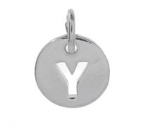 Markylis - SOLID 925 Sterling Silver Round Disc Letter Alphabet Initial Jewellery Charm Pendant A-Z Charms - 10mm - Choose your letter (Y)