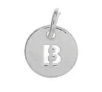 Markylis - SOLID 925 Sterling Silver Round Disc Letter Alphabet Initial Jewellery Charm Pendant A-Z Charms - 10mm - Choose your letter (B)