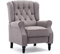 (Marl Grey) Althorpe Wing Back Fireside Recliner Fabric Bonded Leather Occasional Armchair Sofa Chair