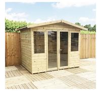 Marlborough - 10 X 10 Pressure Treated T&g Apex Wooden Summerhouse + Overhang + Lock & Key (10Ft X 10Ft) / (10' X 10') (10X10)
